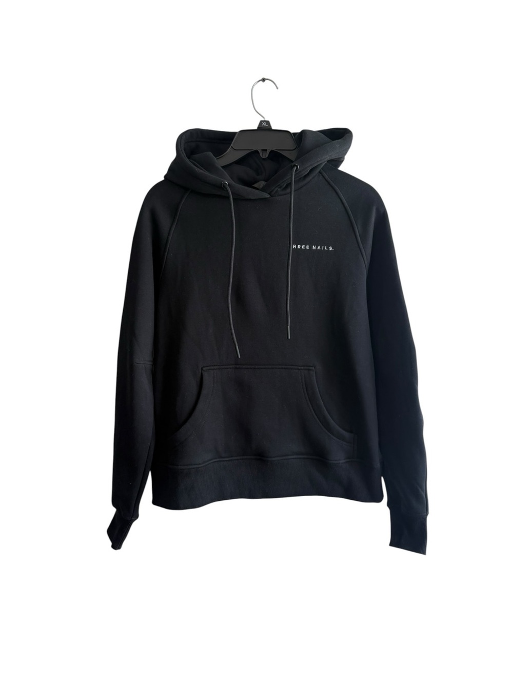 Three Nails Men’s Small Black Pullover Hoodie Sweatshirt Neutral Comfort